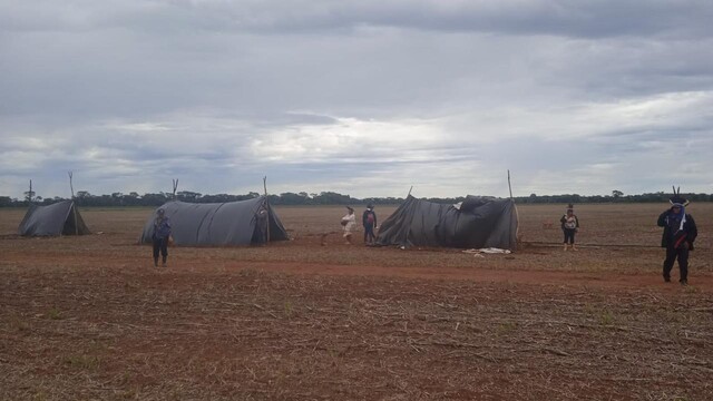 Parte dos barracos armados na sede da fazenda em Rio Brilhante - Foto: Divulgação | Cimi